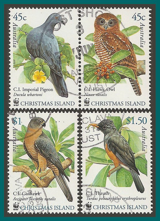 Christmas Island 2002 Birds, CTO  #437-439,SG507-SG510