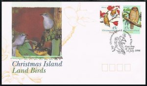 Christmas Isl 399-400,FDC. Michel 421-422. Birds:White-eye,Hawk-owl.1996.