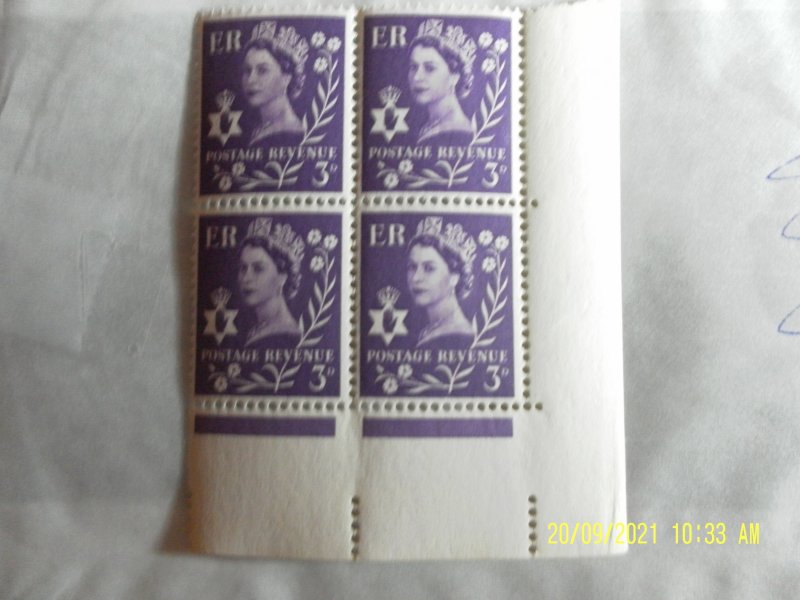 Northern Ireland 1967 3d Block of 4 ,SGNI1P, MNH