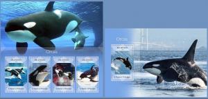 ST. TOME PRINCIPE 2014 2 SHEETS st14409ab ORCAS MARINE LIFE 