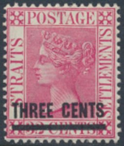 Straits Settlements    SC# 74 MH  w/ surcharge   see details & scans