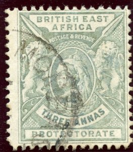 British East Africa 1896 QV 3a grey very fine used. SG 69. Sc 77.