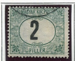 HUNGARY; 1913 early Postage due Upright Wmk. issue Perf 15, used 2f. value