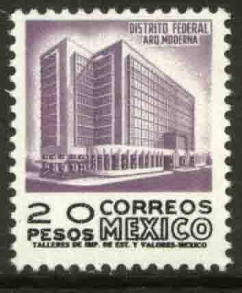 MEXICO 1102, $20P 1950 Defin 9th Issue Unwmkd Fosfo Glazed. MINT, NH. F-VF.