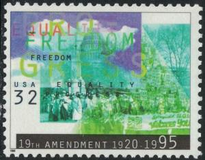 Scott 2980- Women's Suffrage, Equality Progress- MNH 1995- 32c mint unused stamp