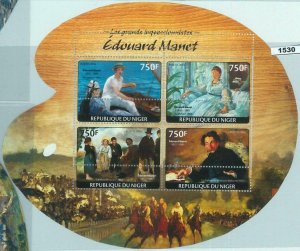 M1530 - NIGER, ERROR, 2014 MISSPERF SHEET: Edouard Manet, Art