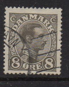 Denmark Sc 99 1920 8 ore gray Christian X stamp used