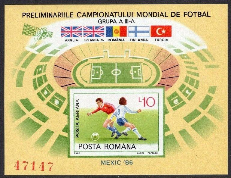 1985 Romania 4199/B219b 1986 FIFA World Cup in Mexico 15,00 €