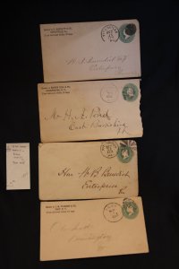 4 US covers w/numeral or fancy cancels on type U45 (#1864)