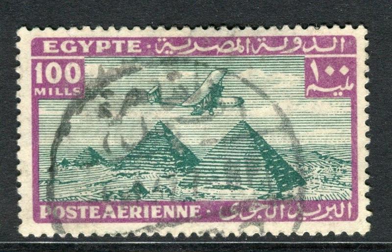 EGYPT;  1933 early AIRMAIL issue fine used 100m. value