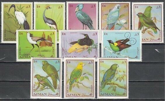 Ajman, Mi cat. 394-404 A. Birds issue.