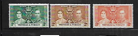 TRINIDAD & TOBAGO, 47-49, MINT HINGED, CORONATION ISSUE