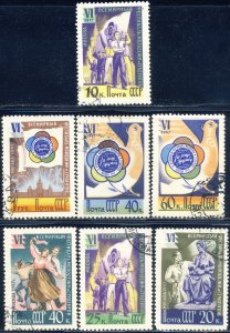 Russia 1957 Sc 1913-4, 1936-40 Sixth World Youth Festival Moscow Stamp CTODG