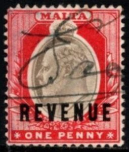 1904 Malta Revenue 1 Penny King Edward VII Stamp Duty Used