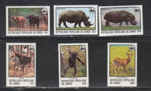 Congo # 453-458, WWF - Wild Animals, Mint NH, 1/2 Cat.