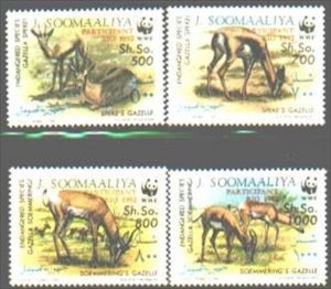 Somalia MNH Sc 629-32 Overprinted  WWF Fauna Value $ 35.00