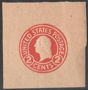 SC#W433 2¢ Washington Full Corner Wrapper Cut Square (1916)