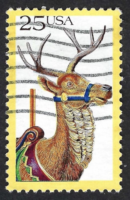 United States #2390 25¢ Carousel Animals - 1895 Deer (1988). Used.