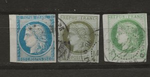 French Colonies 12,15,19 Used VF 1871-72 SCV $37.00 (jr)