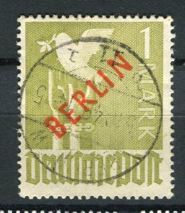 GERMANY BERLIN; 1948 early RED OPTD. issue on fine used 1M. value (Signed)