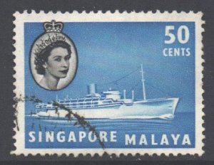 Malaya Singapore Scott 39 - SG49, 1955 Elizabeth II 50c used