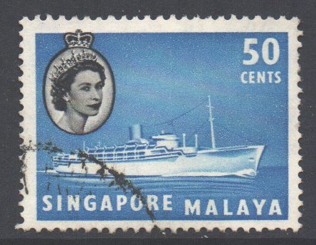 Malaya Singapore Scott 39 - SG49, 1955 Elizabeth II 50c used