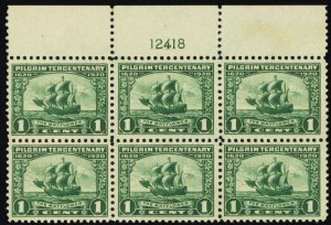 548, Mint NH XF 1¢ Wide Top Plate Block of Six * Stuart Katz