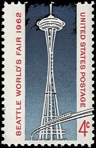 U.S. Scott # 1196  1962 4c red & dp bl  Space Needle & Monorail  mint-nh- vf