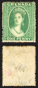 Grenada SG4 1d Green wmk Small Star (upright) Rough Perf 14 to 16 No Gum Cat 110