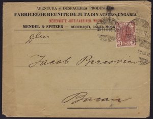 Romania - 1900 - Scott #135 - used on 1906 cover - with contents