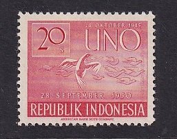 Indonesia   #364  MH  1951   UN   doves in flight  20s