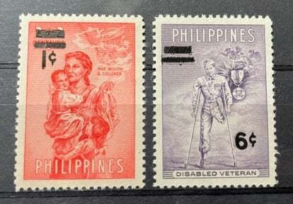 (327) PHILIPPINES 1959 : WAR WIDOW DISABLED VETERAN LIBERATION - MNH VF SURCH