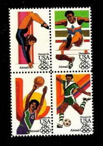 US Air Mail - Sc# 101-04 -28 cent 23rd Summer Olympics Mint NH  Plate Block of 4