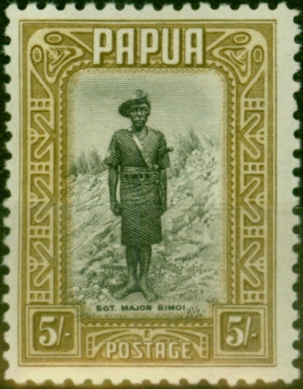 Papua 1932 5s Black & Olive-Brown SG143 Fine LMM