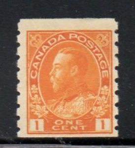 Canada  Sc 126 1c orange yellow G V Admiral coil  stamp mint