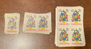 Scott # 1508 - Single, Pair & Block of 4 Christmas Needlepoint MNH1973 8c