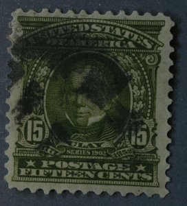 United States #309 Used VF 15 Cent Clay Smudged Geometric Cancel