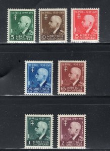 ITALY 1942 OCCUPATION OF ALBANIA SASSONE 30-36 PERFECT MNH