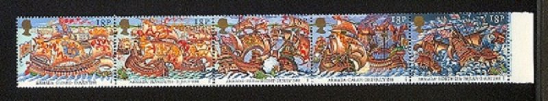 GREAT BRITAIN - SC# 1217-1221 ARMADA STRIP OF 5 MNH