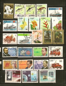 Cuba Collection of 26 Different 1970's Used/CTO Off Paper Stamps