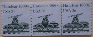 US 1898 MNH Coil Strip of Three Line Pair Plate 2 Cat 0.75