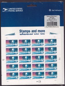 Scott #3862 World War 2 Memorial Sheet of 20 Stamps - Sealed Blue