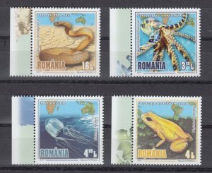 ROMANIA STAMPS 2017 POISONOUS SNAKE FROG OCTOPUS SPIDER MNH SET