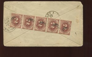 J16 Strip of 5 Stamps  on Postage Due Cover Stockholm to Hillsborough Co FLORIDA