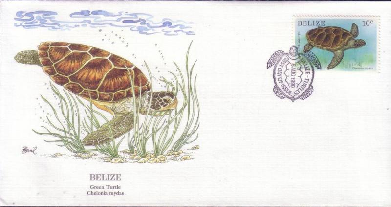 Belize FDC SC# 945 Green Turtle L12