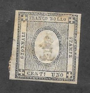 Italy - Sardinia  Scott P1 Mint 1c Newspaper stamp 2018 CV $6.75