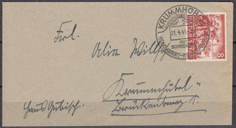 Germany - 21.4.1943 8pf  Wehrmacht as single franking on local cover (1612)