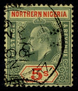 NORTHERN NIGERIA EDVII SG38, 5s green & red/yellow, FINE USED. Cat £75.