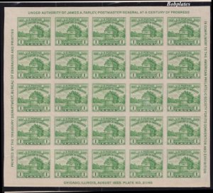 BOBPLATES US #730 Ft Dearborn APS Sheetlet 21145 XF NH No Gum as Issued SCV=$25