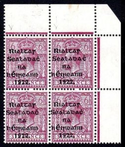 1922 Thom blue-black 6d rare combination corner block of 4.